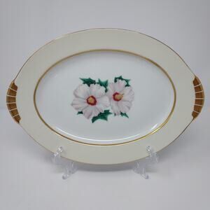 Kent Tropical Pattern Oval Platter 17" Occupied Japan Vintage 1950